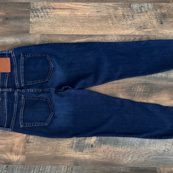 J Crew Classic Toothpick High Rise Raw Hem Dark Blue Stretch Denim Jeans - Picture 6 of 6